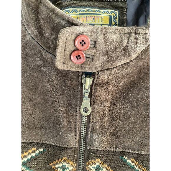 Vintage Adler Brown Suede Leather Western Aztec Coat Jacket Size XL - Picture 4 of 5